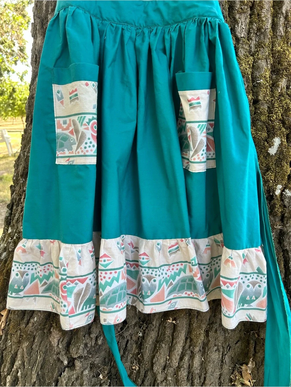 Vintage Southwest Teal Patterned Apron